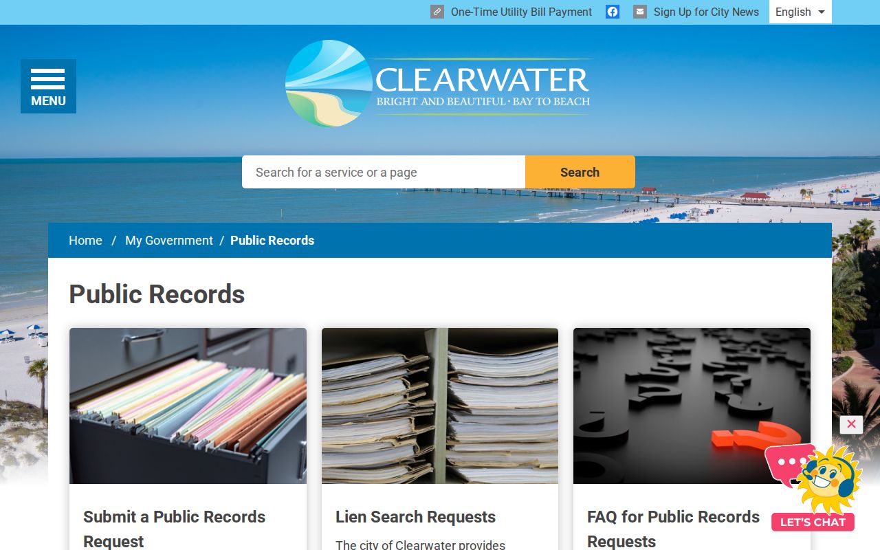 Clearwater criminal records public request page