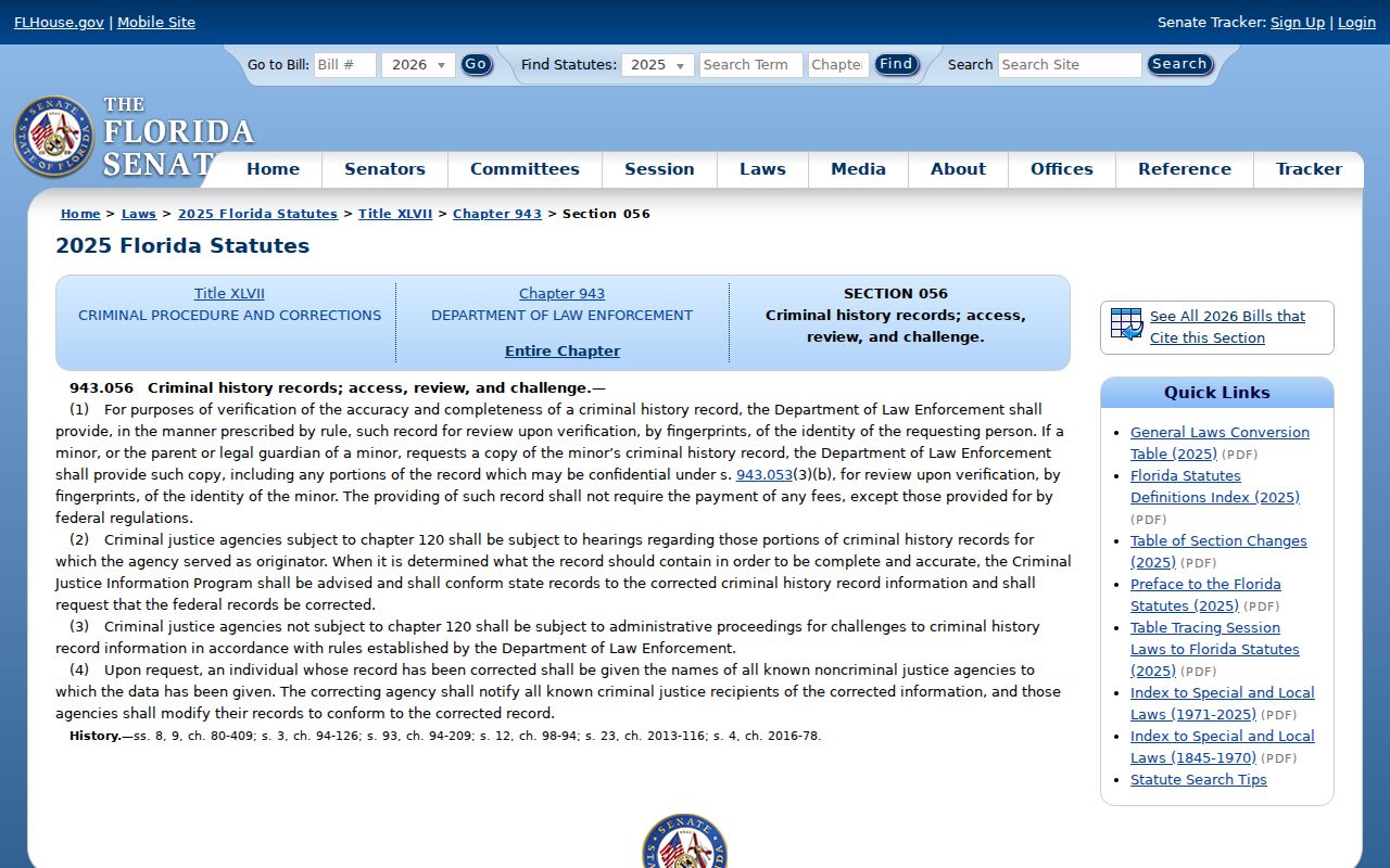 Clearwater criminal record review Florida statute