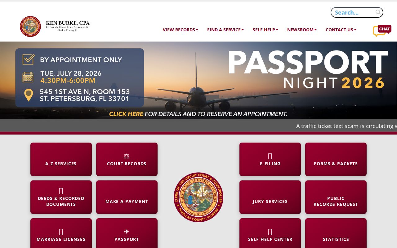 Pinellas County court case lookup Clerk fee schedule