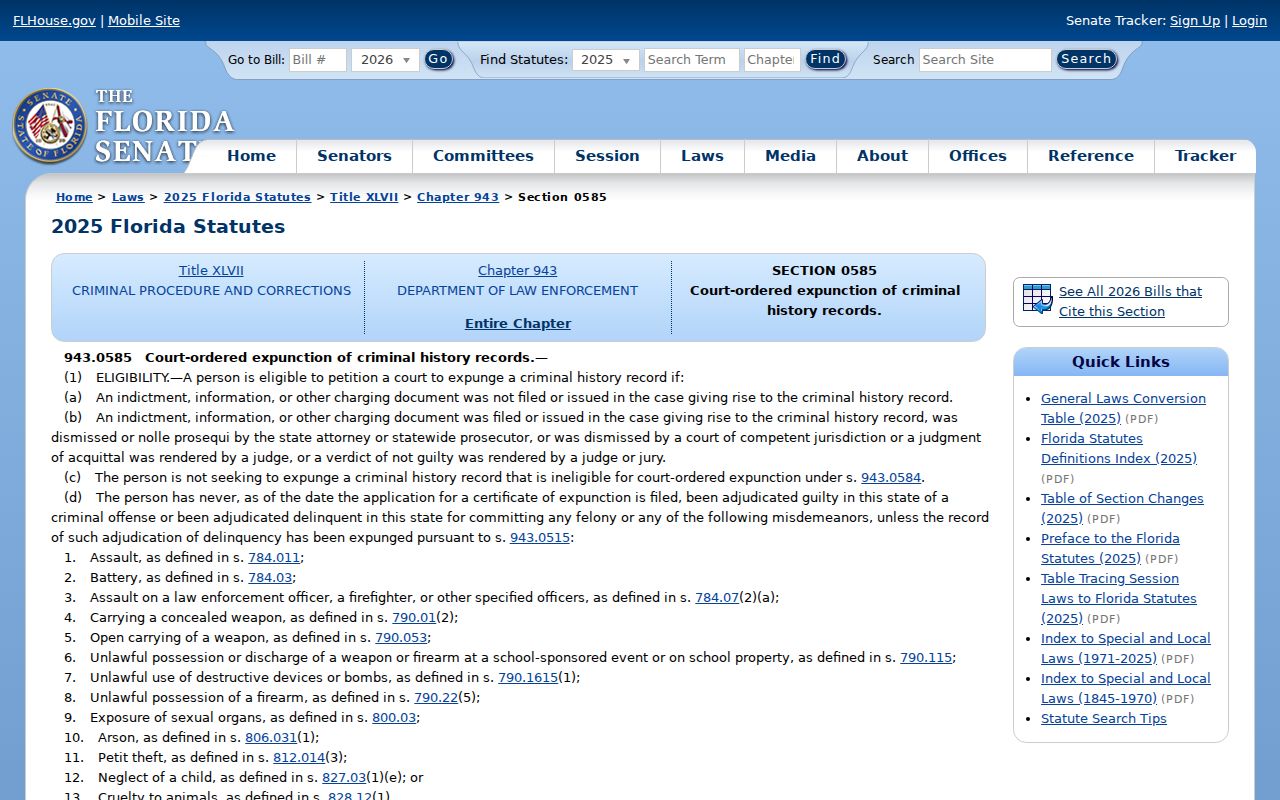 Largo criminal records Florida court ordered expunction law