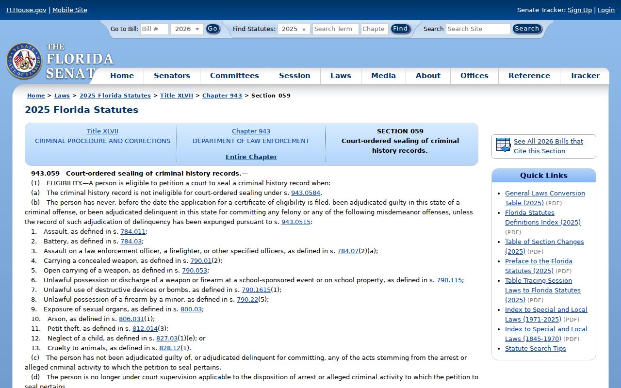 Largo criminal records Florida court ordered sealing law
