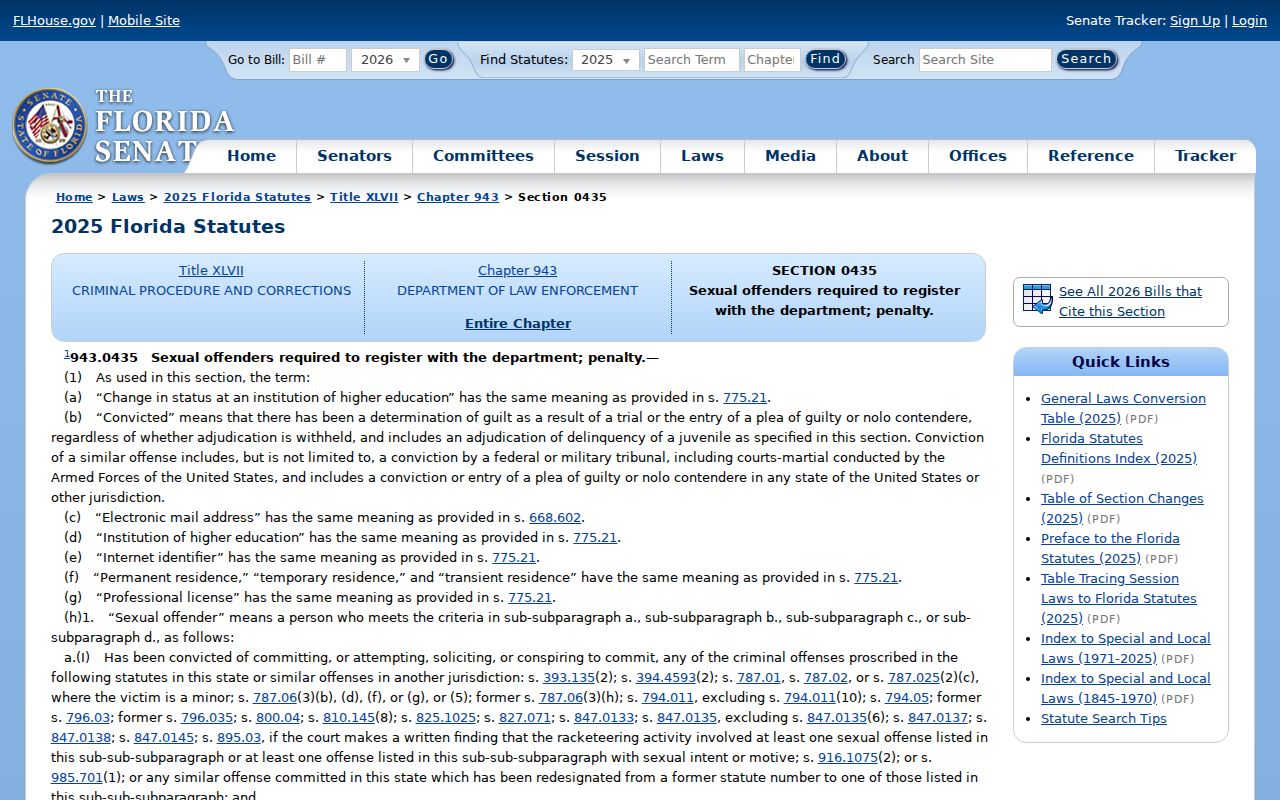 Florida sexual offender registration law for Pinellas County