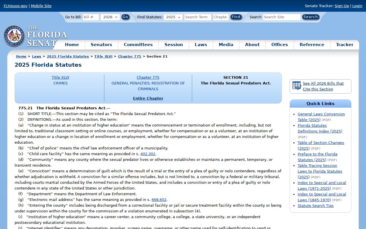 Florida sexual predator law for Pinellas County offender registry duties